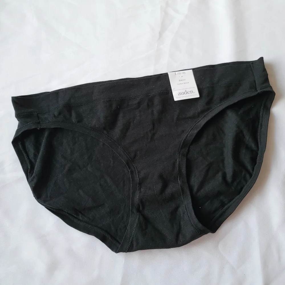 NWT Black Bikini Panties Cotton Blend | Auden